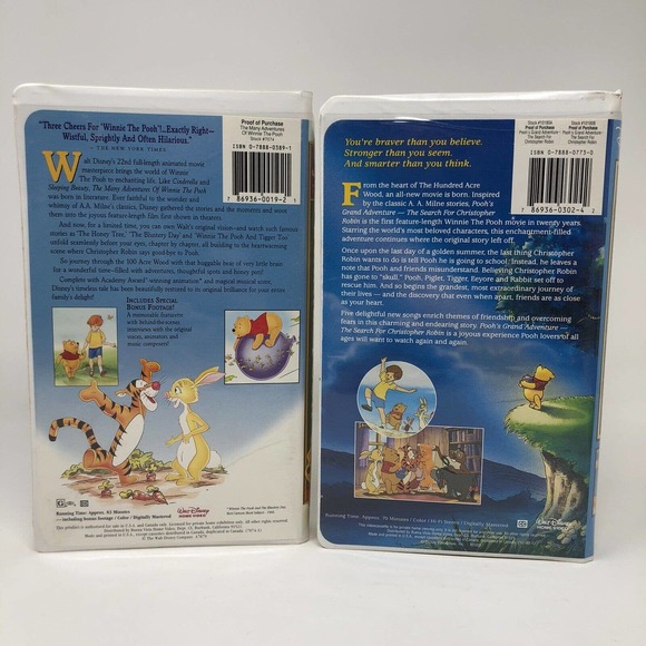 Disney Winnie the Pooh VHS Set Grand Adventure Search for Christopher Robin - Picture 2 of 4